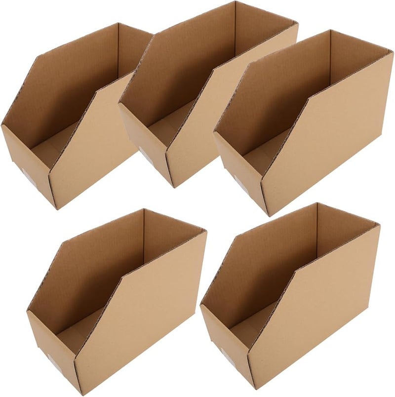 Corrugated Cardboard Storage Bins 5 Pack For Organizing Moving And Warehouse Sorting Easy Assembly Space Saving - Image 1